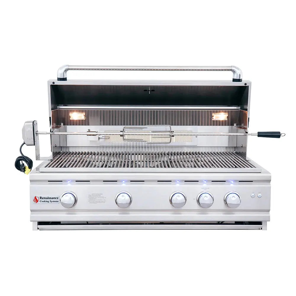 RCS 38 Inch Cutlass Pro Grill RC38BL - rear infrared rotisserie burner detail