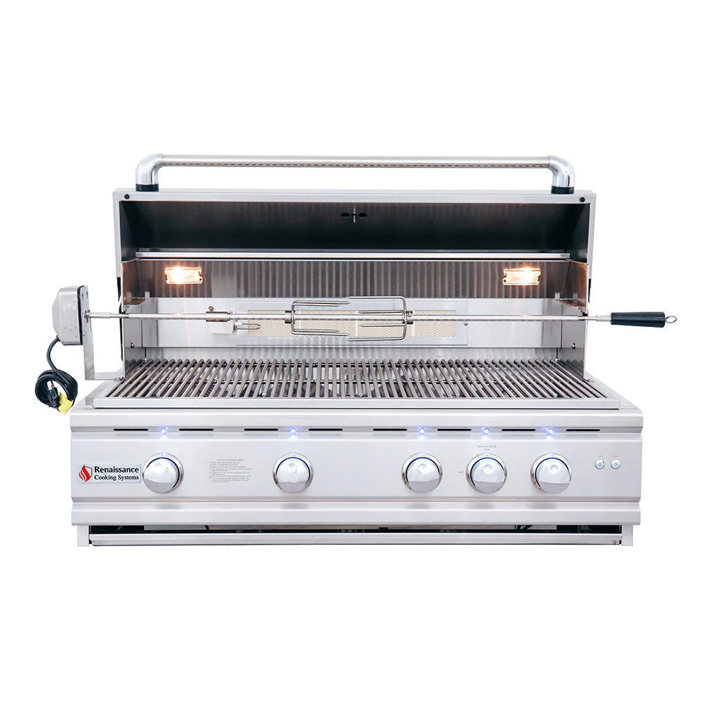 RCS 38 Inch Cutlass Pro Grill, Blue LED Lights, Rear Burner
