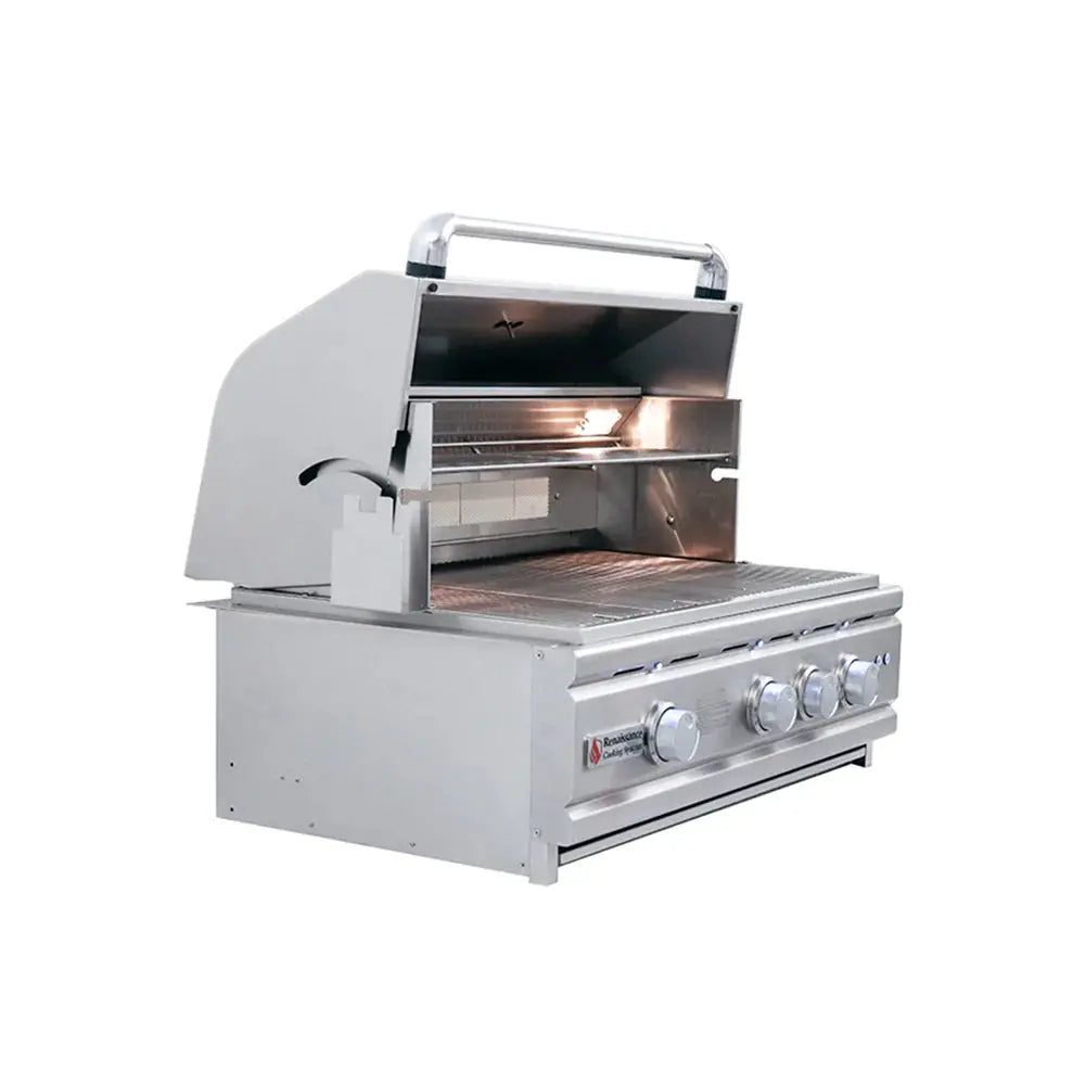 RCS 30 Inch Cutlass Pro Grill RC30BL - lid open showing cooking grates