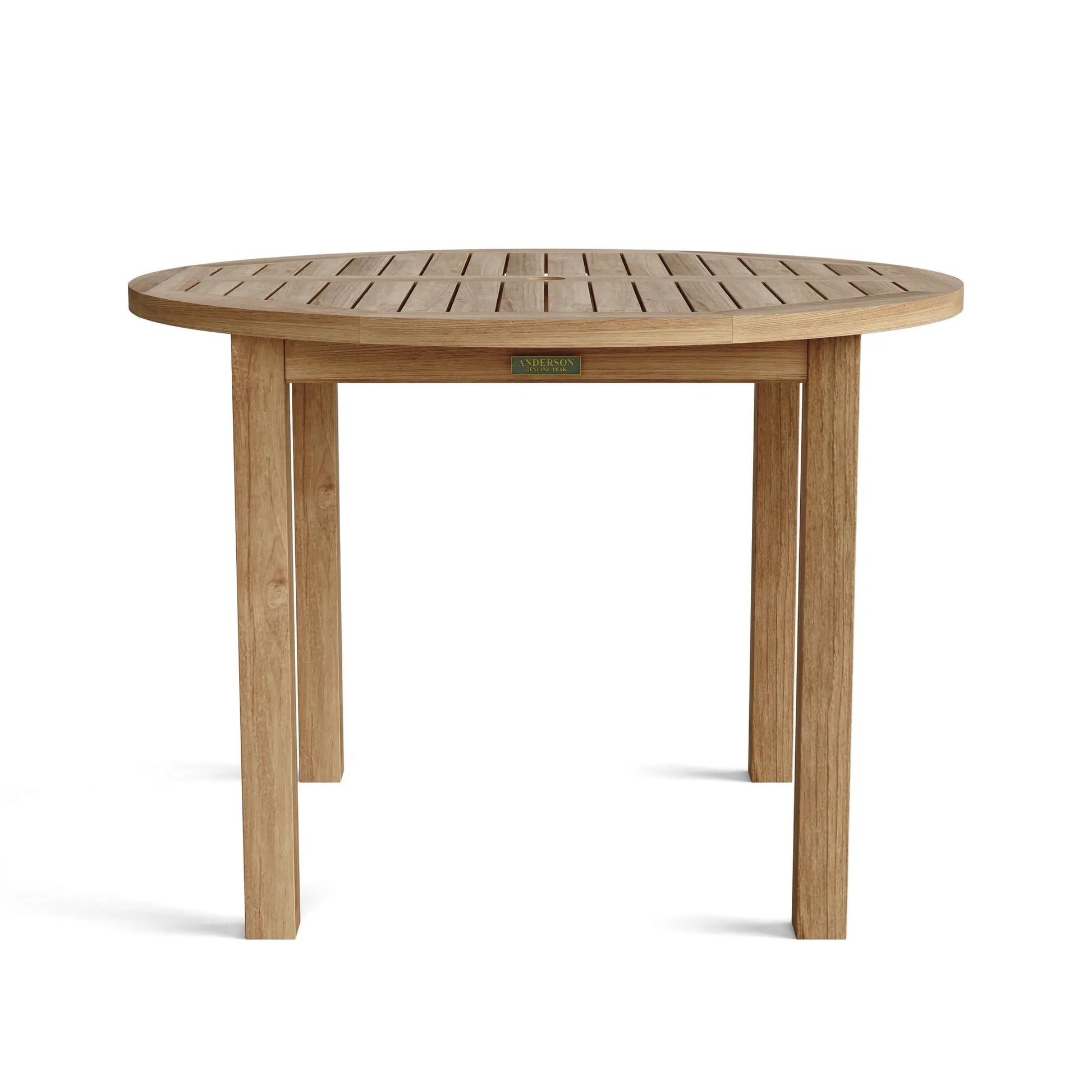 Wooden round table on a white background
