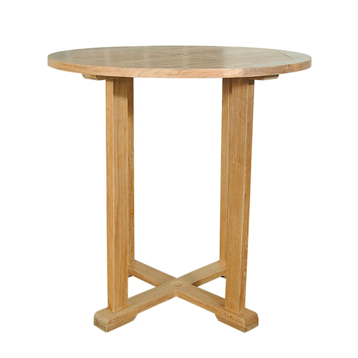 Wooden round table on a white background