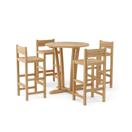 Descanso Sedona 5 - Piece Teak Bar Table Set with Sedona Bar Chairs
