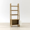 Kathy Ladder Shelf Bookcase with 5 Tiers & Storage Cabinet – Brown Oak