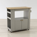 Astor 35" Kitchen Cart with Wheels, Extension Table & Storage Cabinets