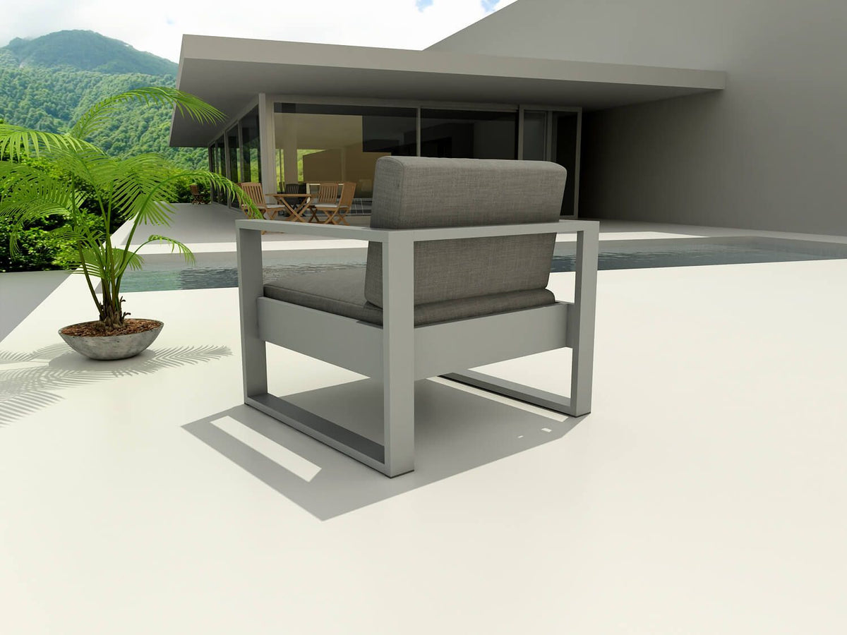Anderson Teak Lucca Modern Aluminum Deep Seating Armchair Grey - angled view of aluminum frame