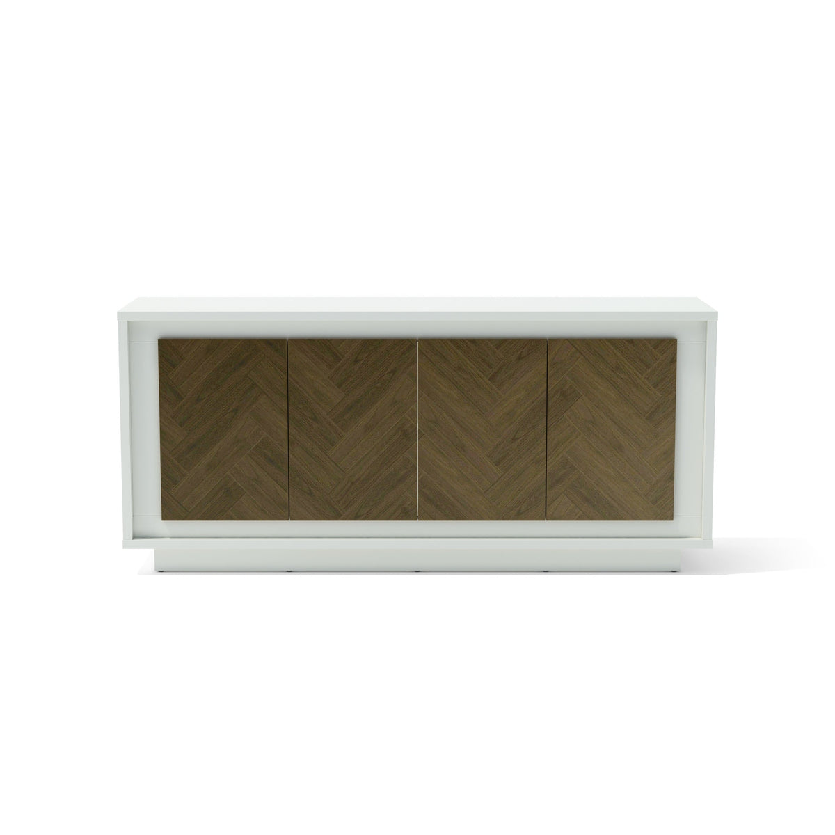 Wooden cabinet with white frame on a white background