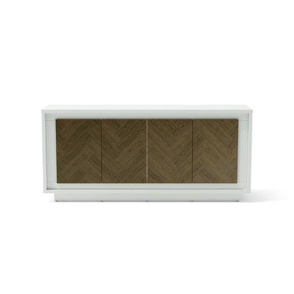 Wooden cabinet with white frame on a white background