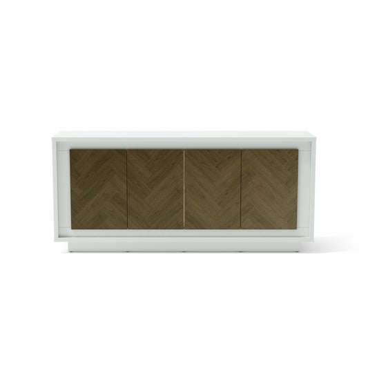 Wooden cabinet with white frame on a white background