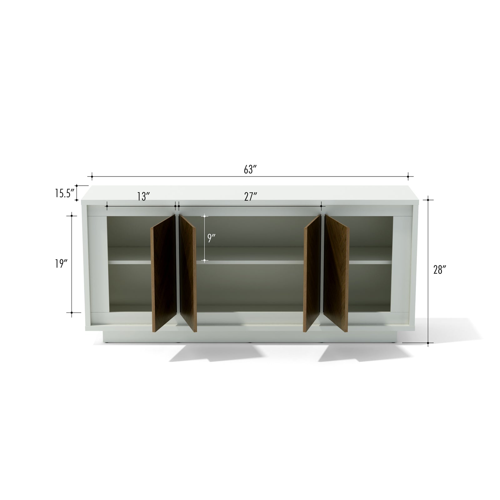 Cabinet with dimensions labeled on a white background