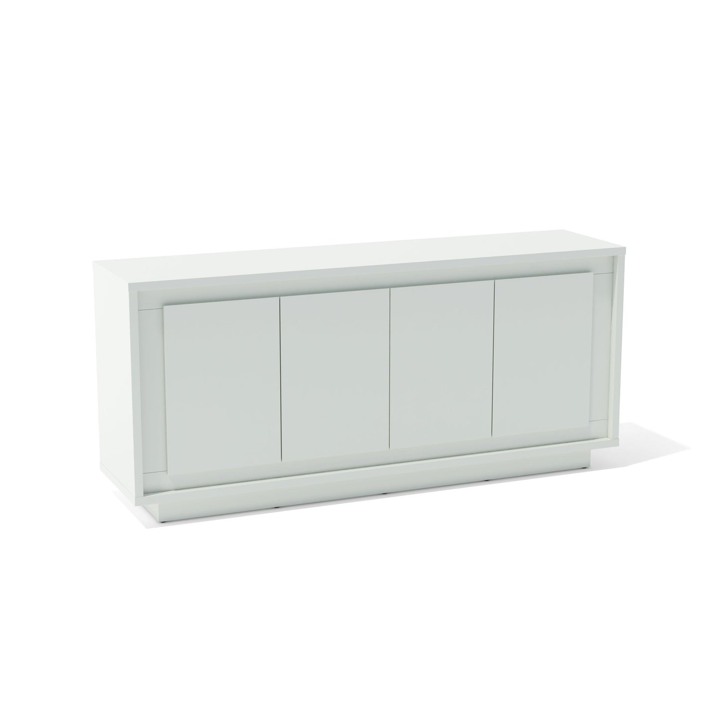 White cabinet with four doors on a white background