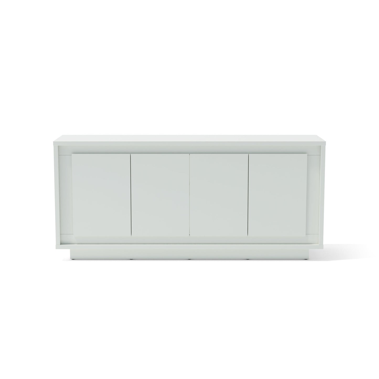 White cabinet with three doors on a white background