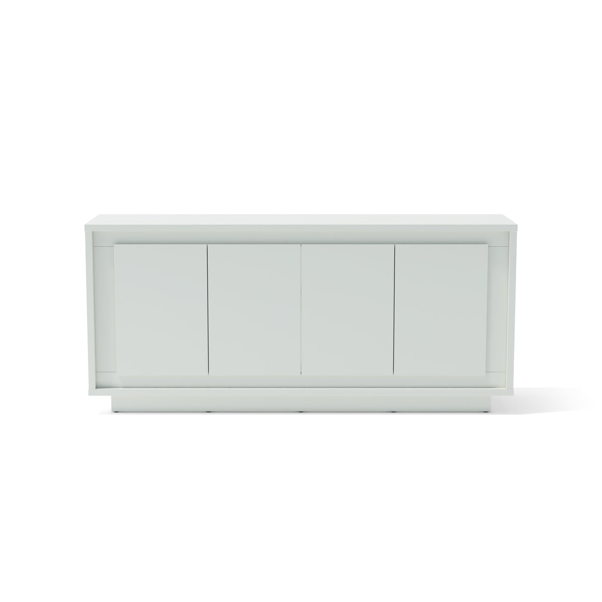 White cabinet with three doors on a white background