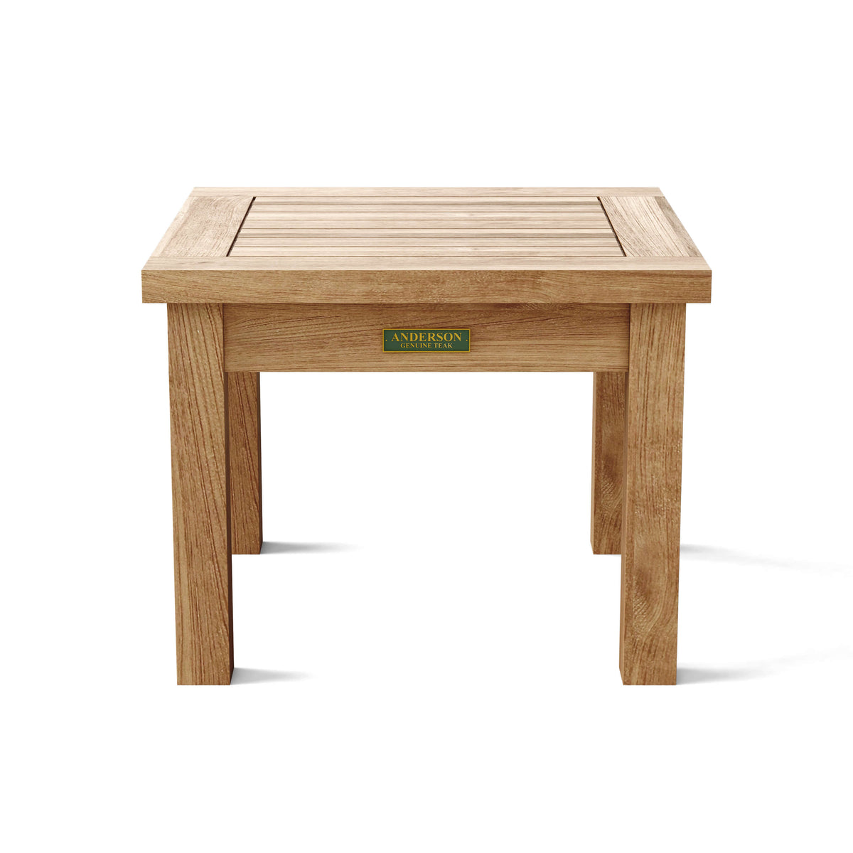 Wooden side table with 'Anderson' branding on a white background