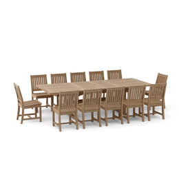 Sahara Rialto 13-Piece Dining Set - 106" Teak Extension Table & 12 Chairs