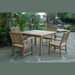 Windsor Rialto 5-Piece Teak Dining Set with 47" Square Table & 4 Armchairs