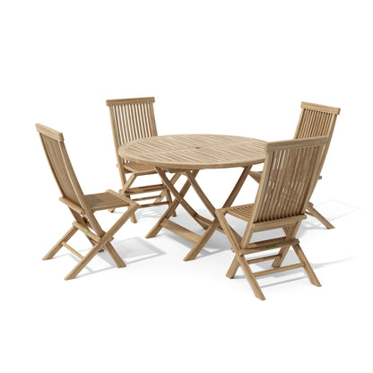 Wooden outdoor table and chairs set on a white background