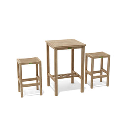 Bahama Montego 3 - Piece Teak Square Bar Set with Table & Stools