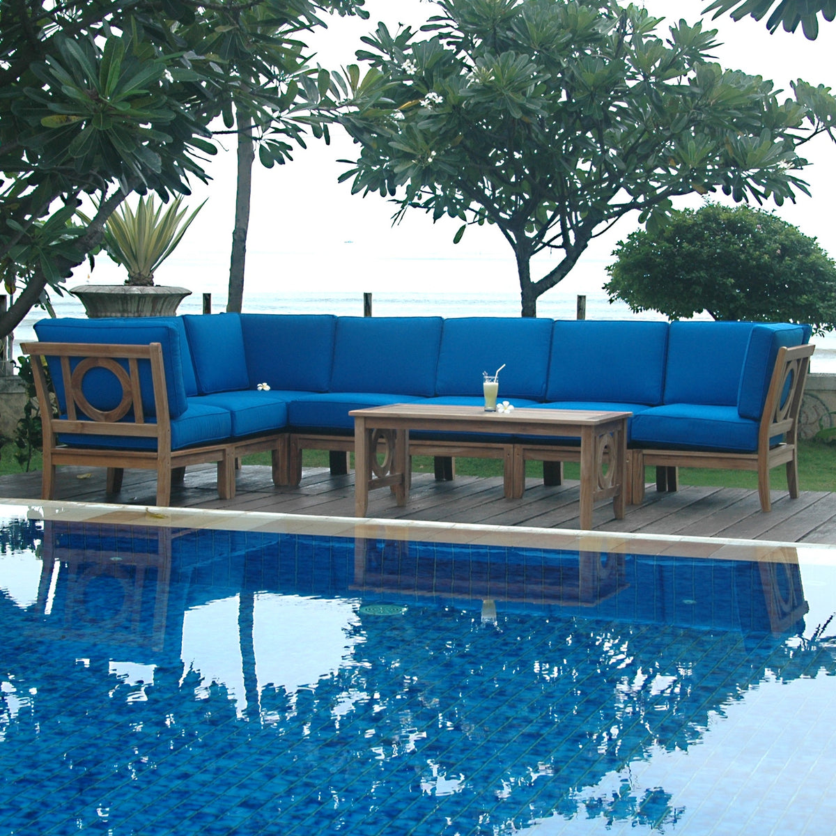 Natsepa 8-Piece Teak Modular Outdoor Deep Seating Set | BetterPatio // BetterPatio.com