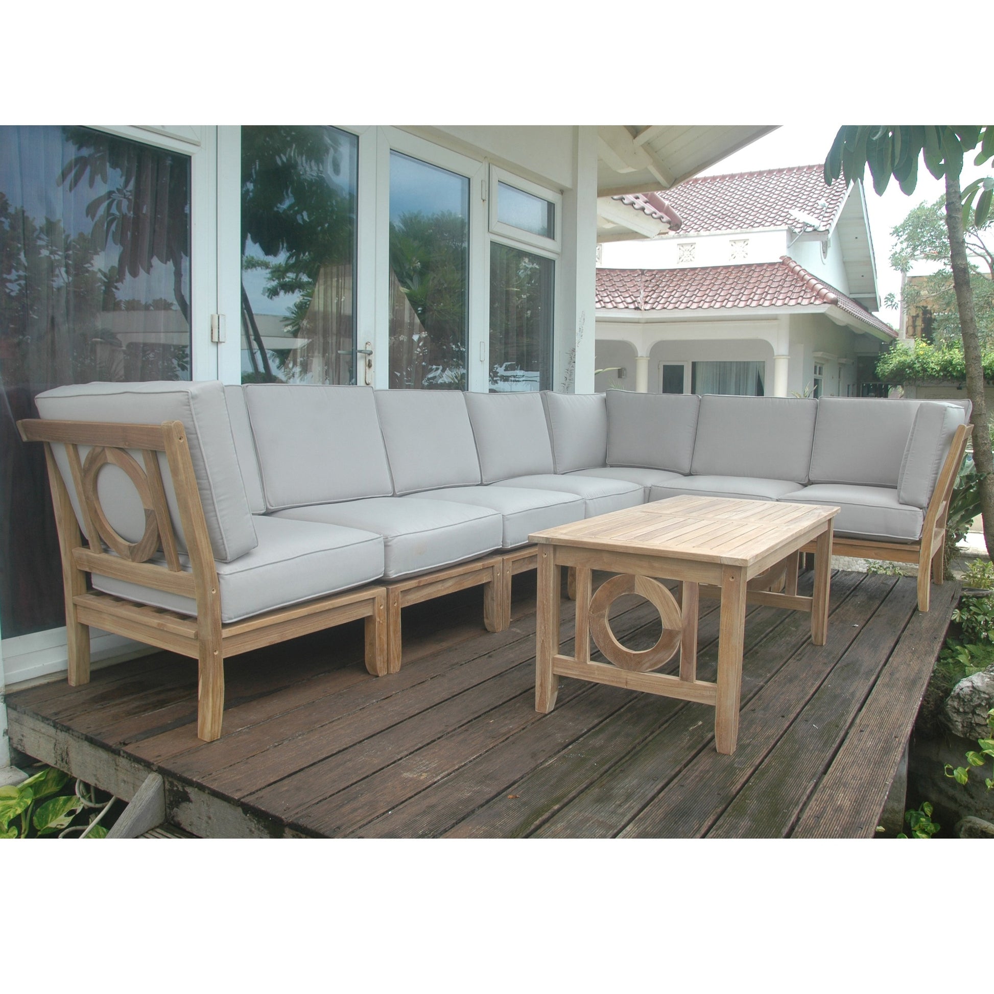 Natsepa 8-Piece Teak Modular Outdoor Deep Seating Set | BetterPatio // BetterPatio.com