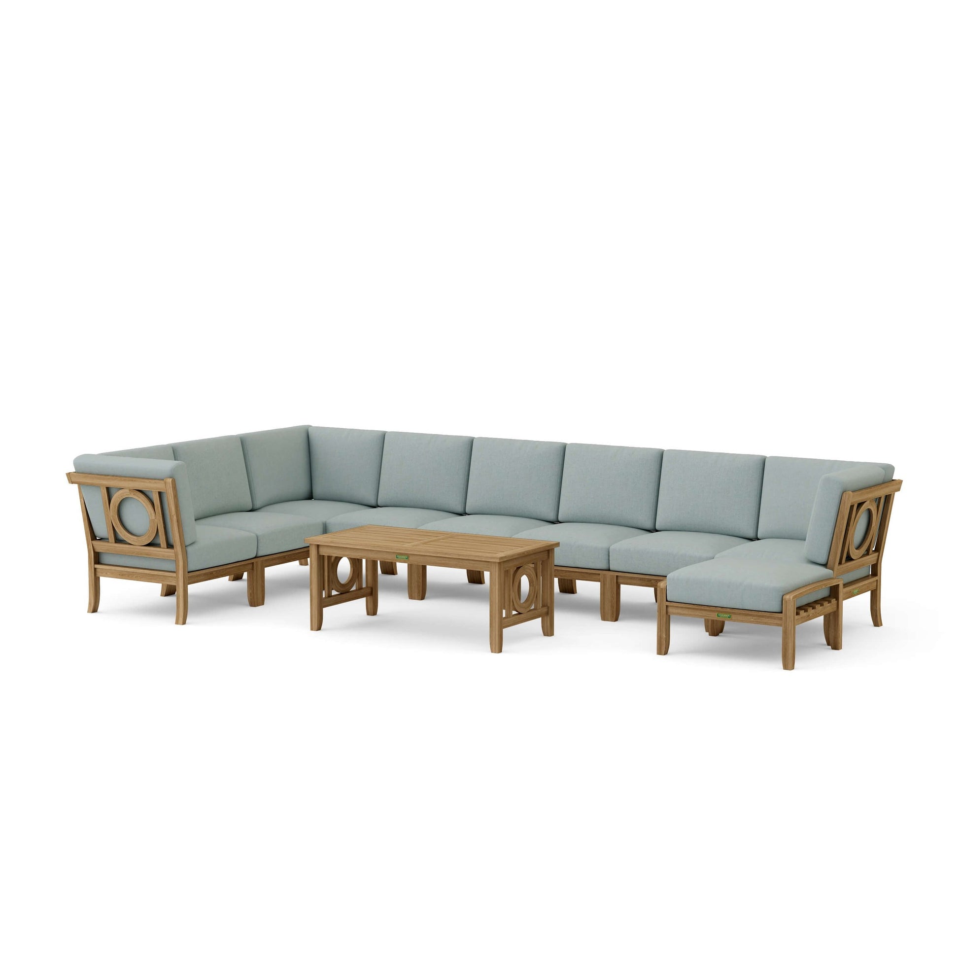 Natsepa 10-Piece Teak Modular Outdoor Deep Seating Set | BetterPatio // BetterPatio.com