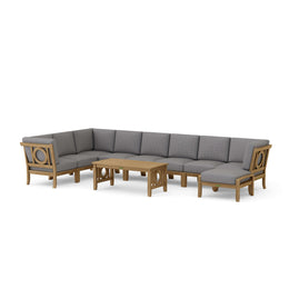 Natsepa 10-Piece Teak Modular Deep Seating Set - Outdoor Sofa, Ottoman & Coffee Table