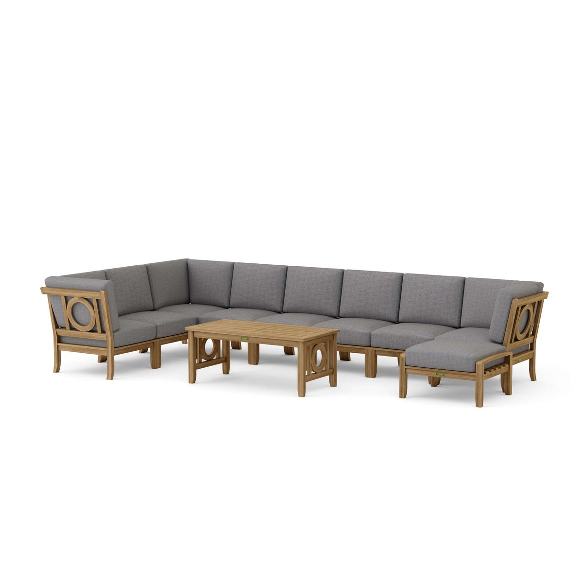 Natsepa 10-Piece Teak Modular Outdoor Deep Seating Set | BetterPatio // BetterPatio.com