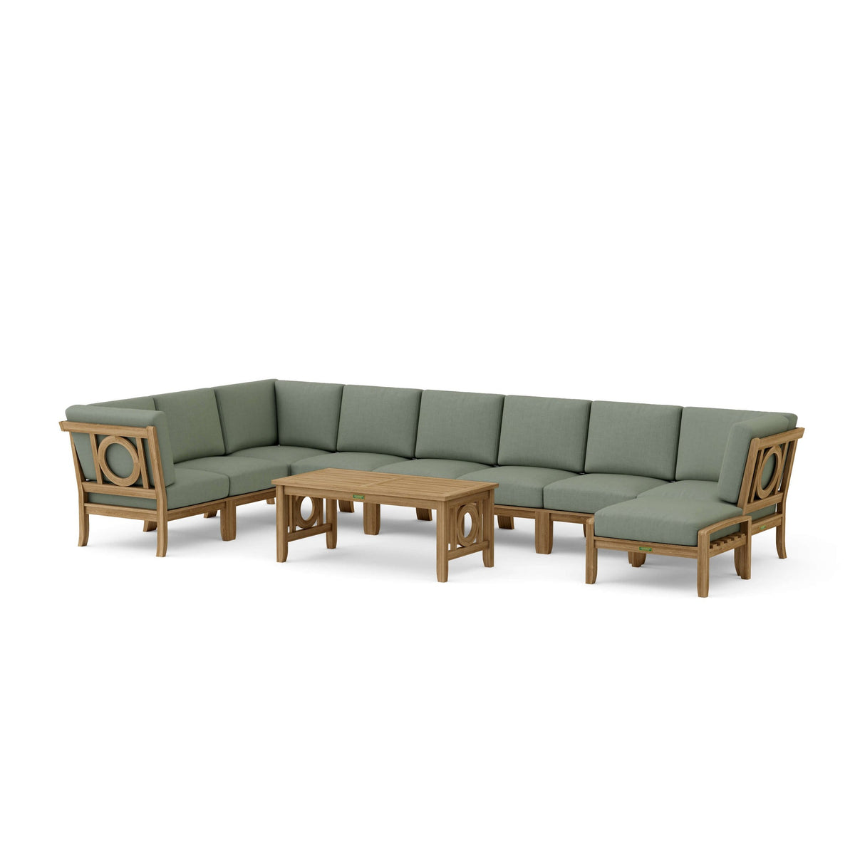 Natsepa 10-Piece Teak Modular Outdoor Deep Seating Set | BetterPatio // BetterPatio.com