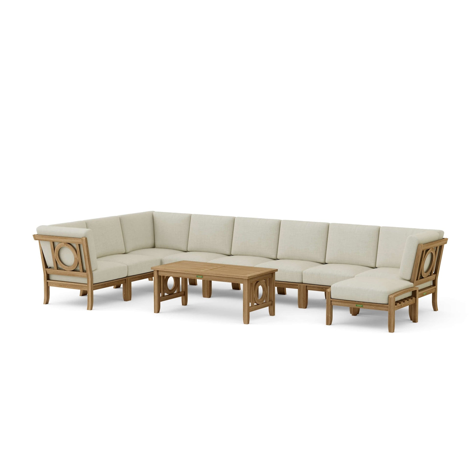 Natsepa 10-Piece Teak Modular Outdoor Deep Seating Set | BetterPatio // BetterPatio.com