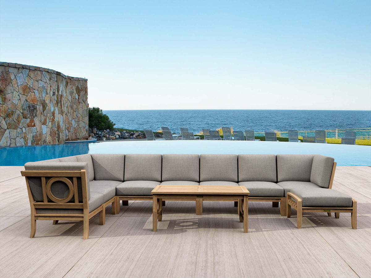 Natsepa 10-Piece Teak Modular Outdoor Deep Seating Set | BetterPatio // BetterPatio.com