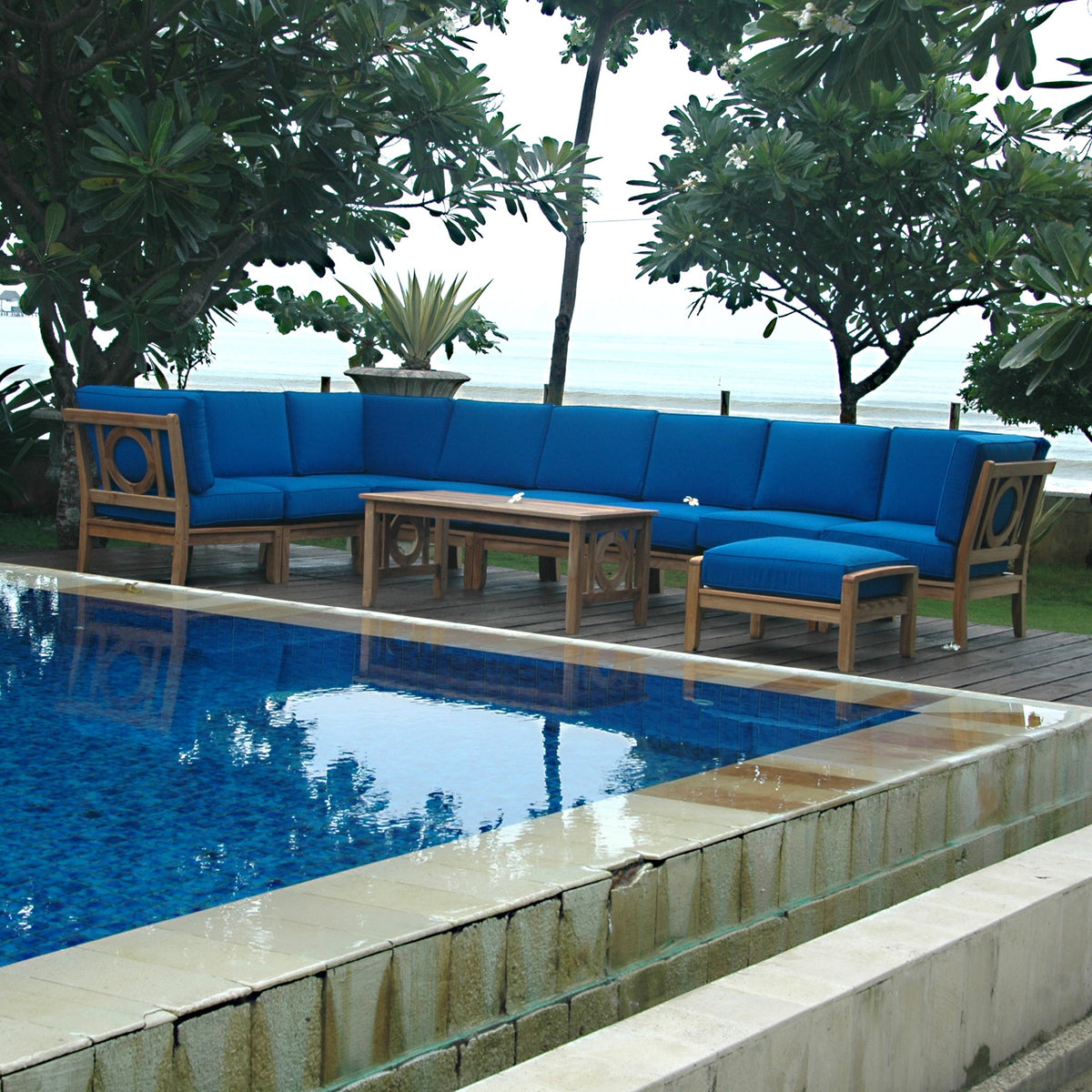 Natsepa 10-Piece Teak Modular Outdoor Deep Seating Set | BetterPatio // BetterPatio.com