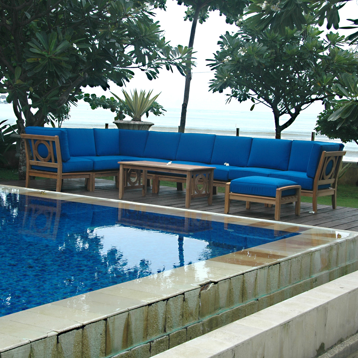 Natsepa 10-Piece Teak Modular Outdoor Deep Seating Set | BetterPatio // BetterPatio.com