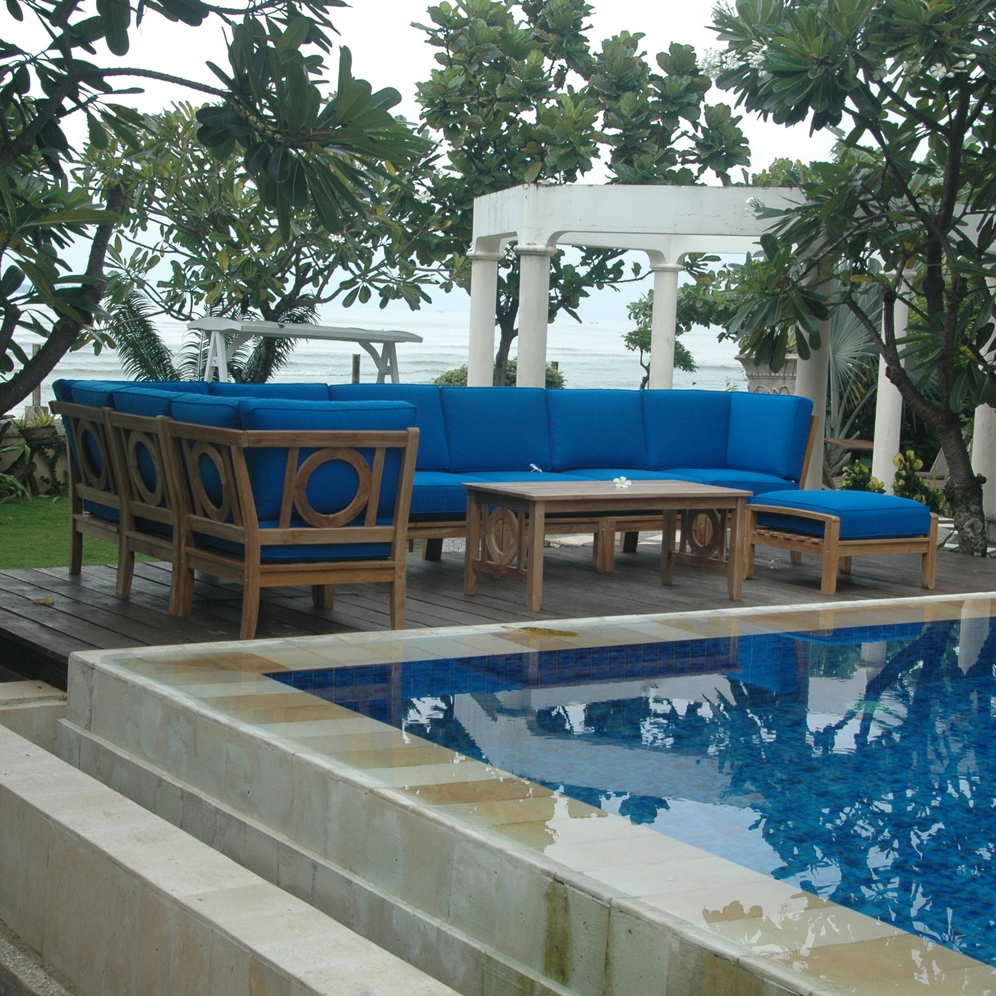 Natsepa 10-Piece Teak Modular Outdoor Deep Seating Set | BetterPatio // BetterPatio.com