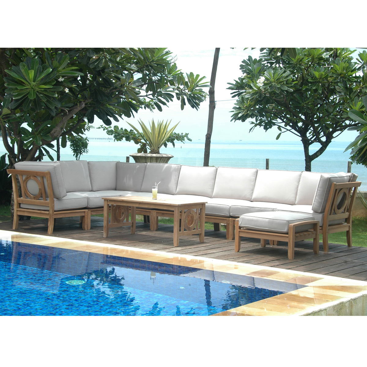 Natsepa 10-Piece Teak Modular Outdoor Deep Seating Set | BetterPatio // BetterPatio.com