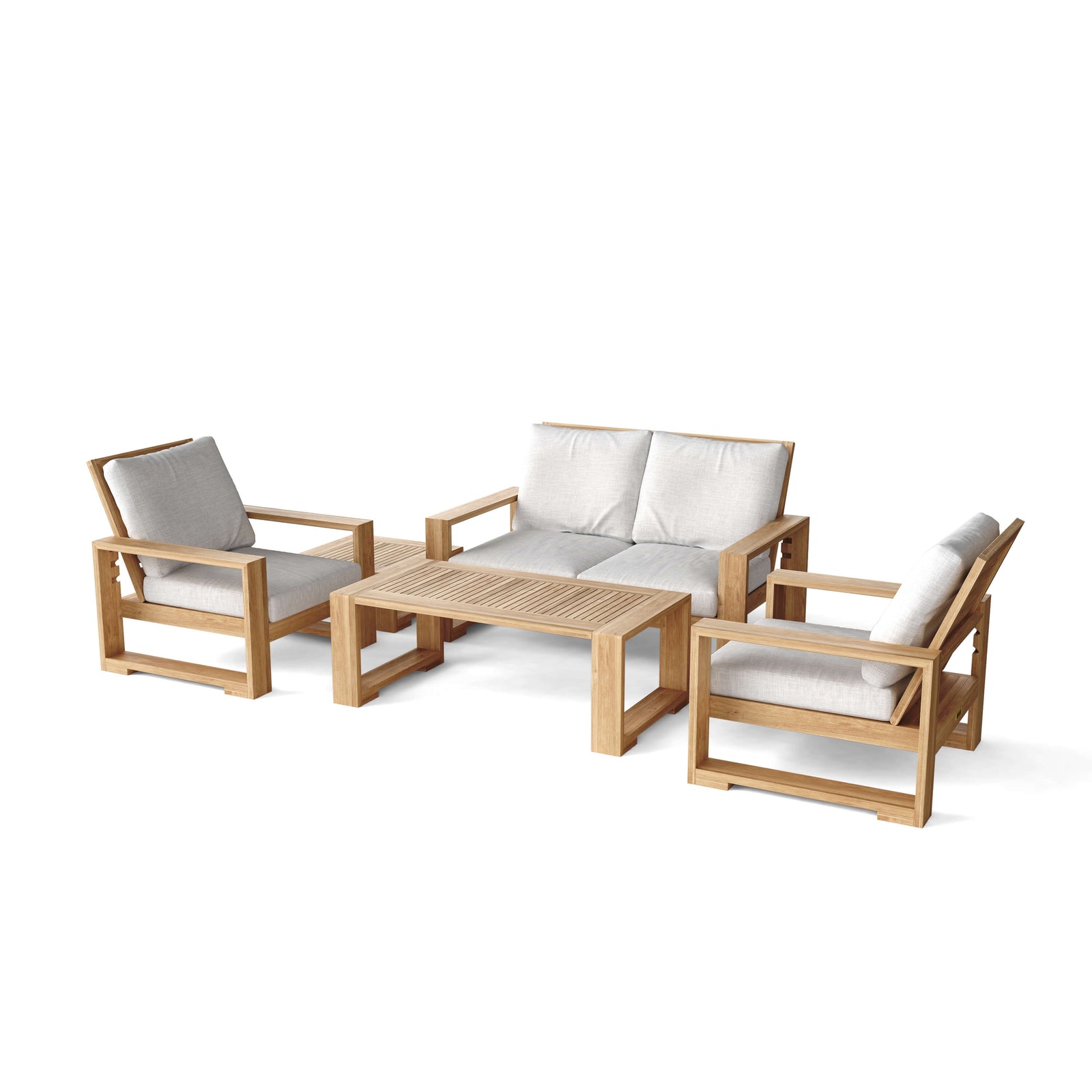 Capistrano 5-Piece Teak Deep Seating Loveseat Collection | BetterPatio // BetterPatio.com