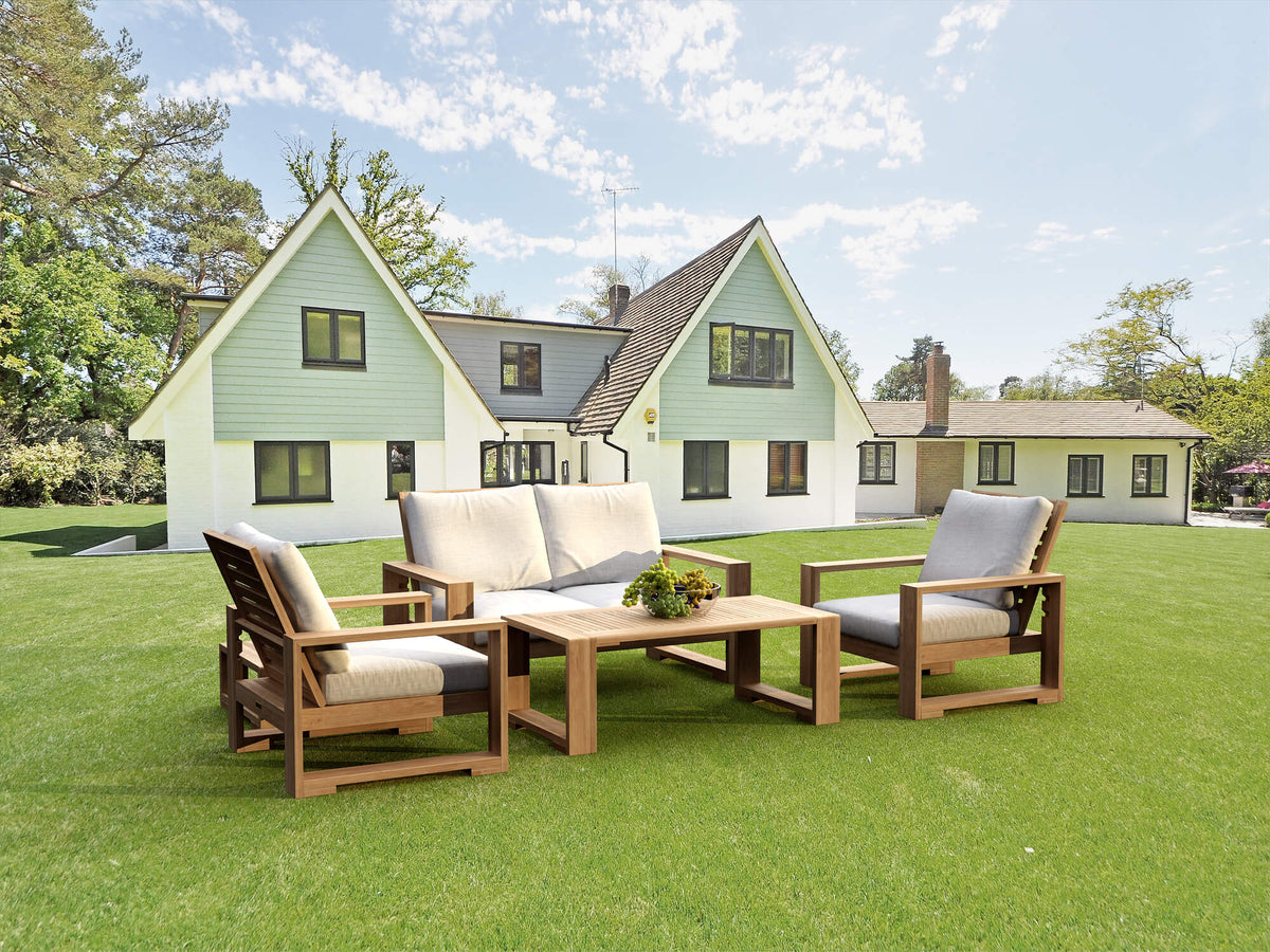 Capistrano 5-Piece Teak Deep Seating Loveseat Collection | BetterPatio // BetterPatio.com