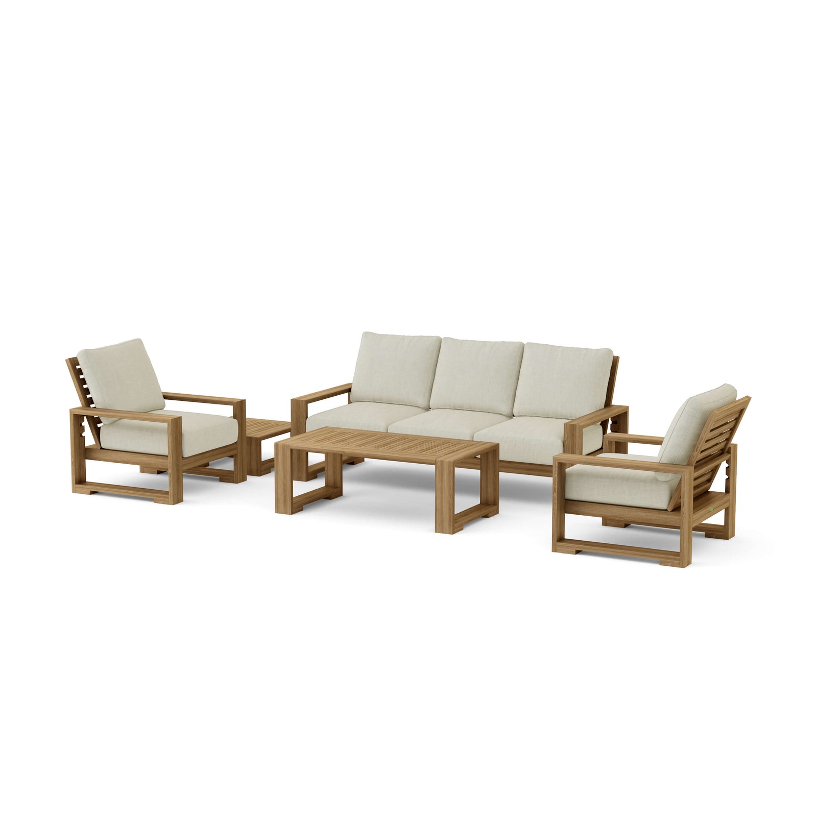 Capistrano 5 - Piece Teak Deep Seating Sofa Collection - Sofa, Armchairs, Coffee & Side Table