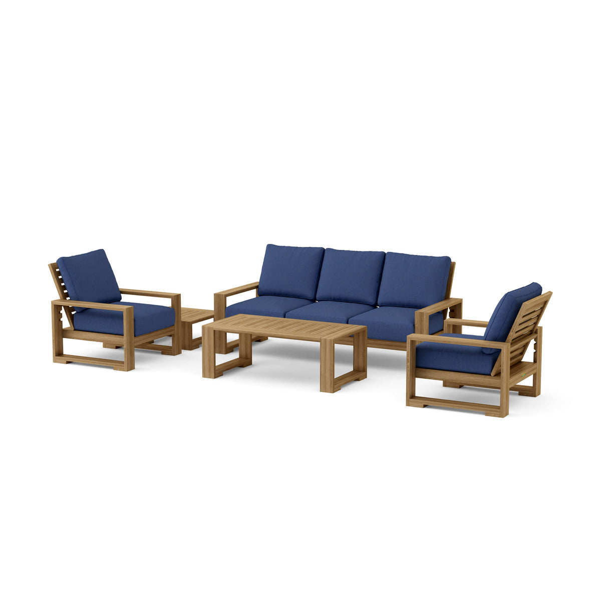Capistrano 5 - Piece Teak Deep Seating Sofa Collection - Sofa, Armchairs, Coffee &amp; Side Table