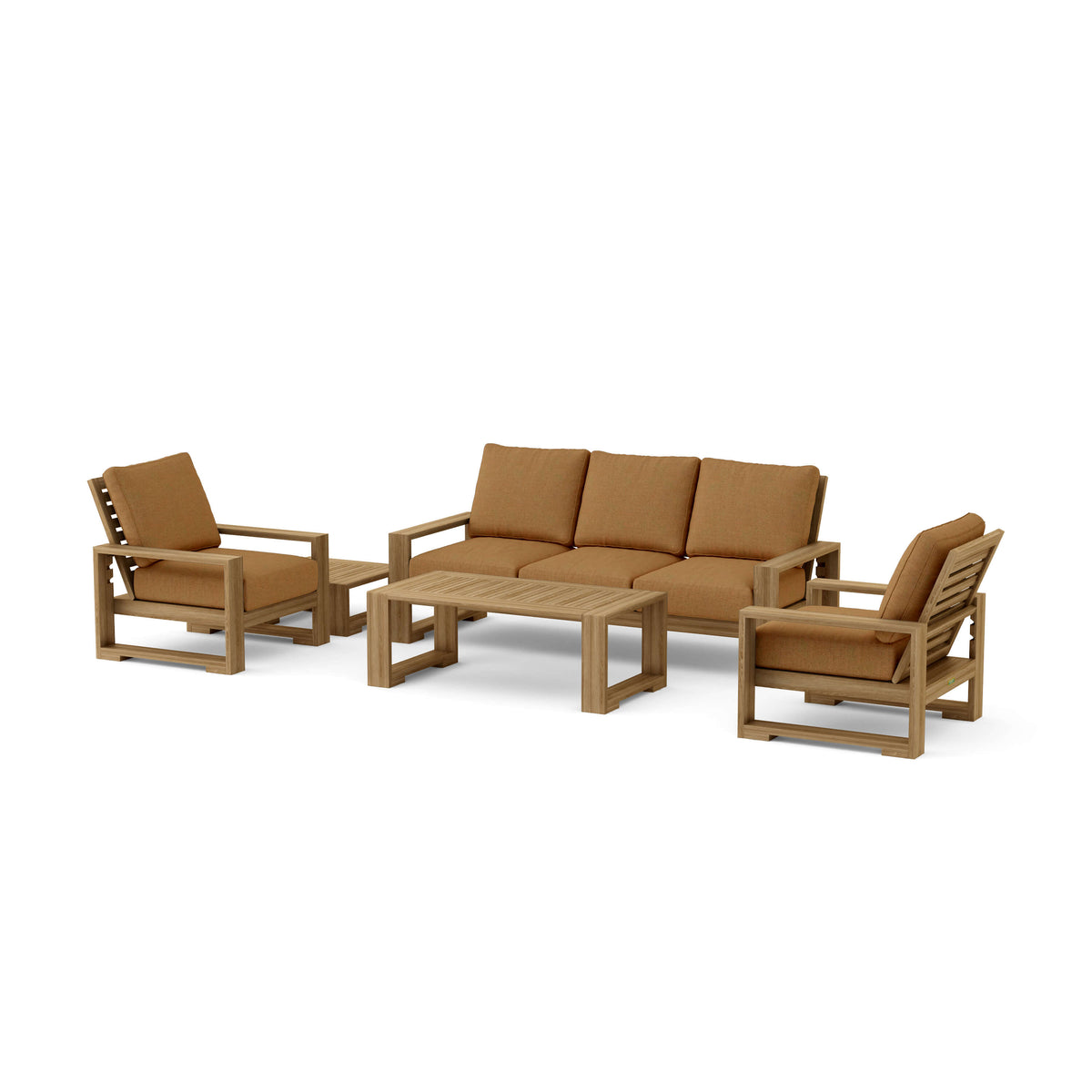 Capistrano 5 - Piece Teak Deep Seating Sofa Collection - Sofa, Armchairs, Coffee &amp; Side Table