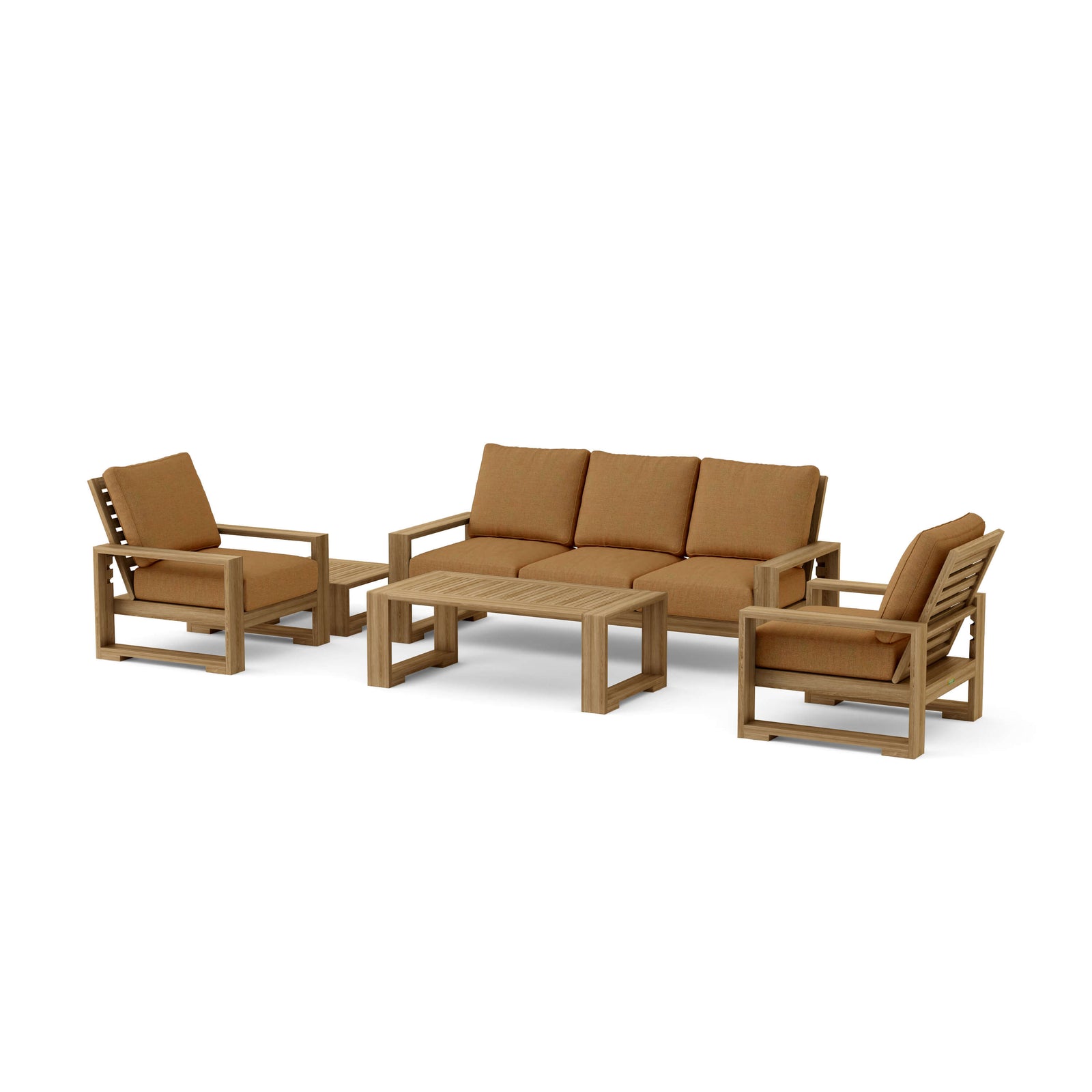 Capistrano 5 - Piece Teak Deep Seating Sofa Collection - Sofa, Armchairs, Coffee & Side Table