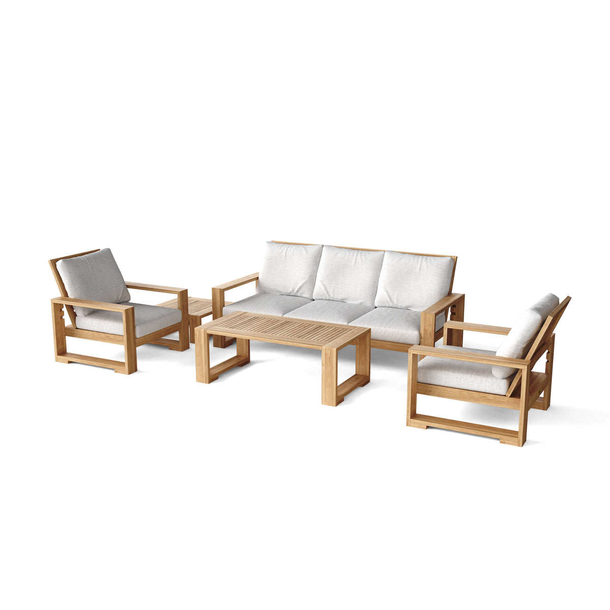 Capistrano 5 - Piece Teak Deep Seating Sofa Collection - Sofa, Armchairs, Coffee &amp; Side Table