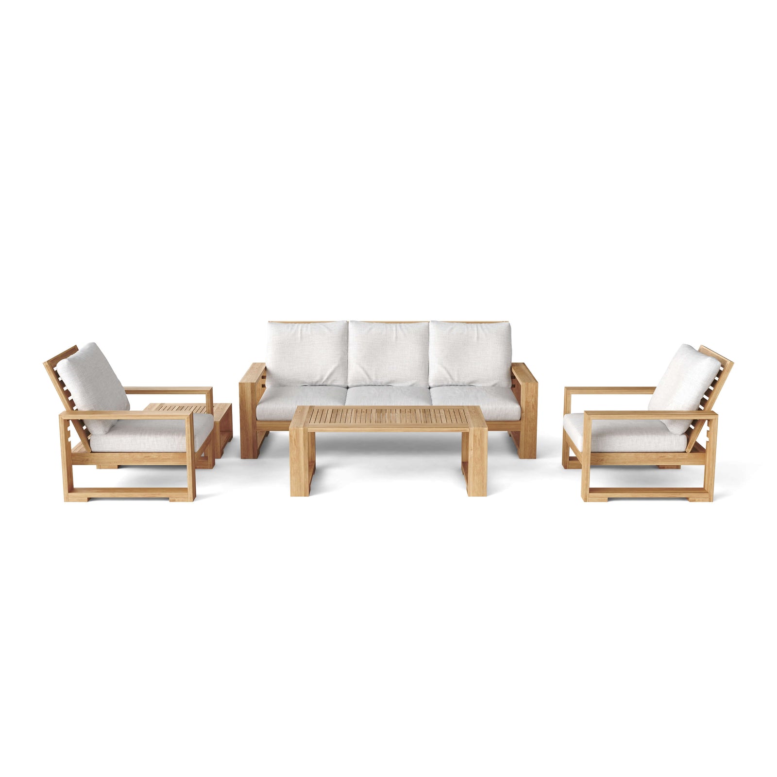 Capistrano 5 - Piece Teak Deep Seating Sofa Collection - Sofa, Armchairs, Coffee & Side Table