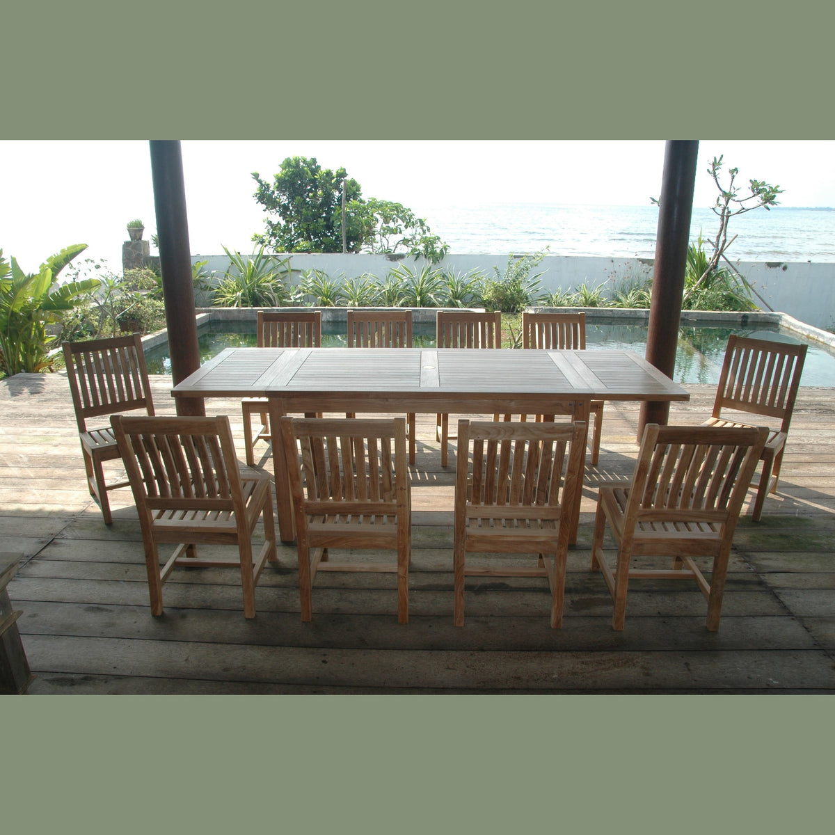 Bahama Rialto 11-Piece Rectangular Dining Set – Teak Dining Set | BetterPatio // BetterPatio.com