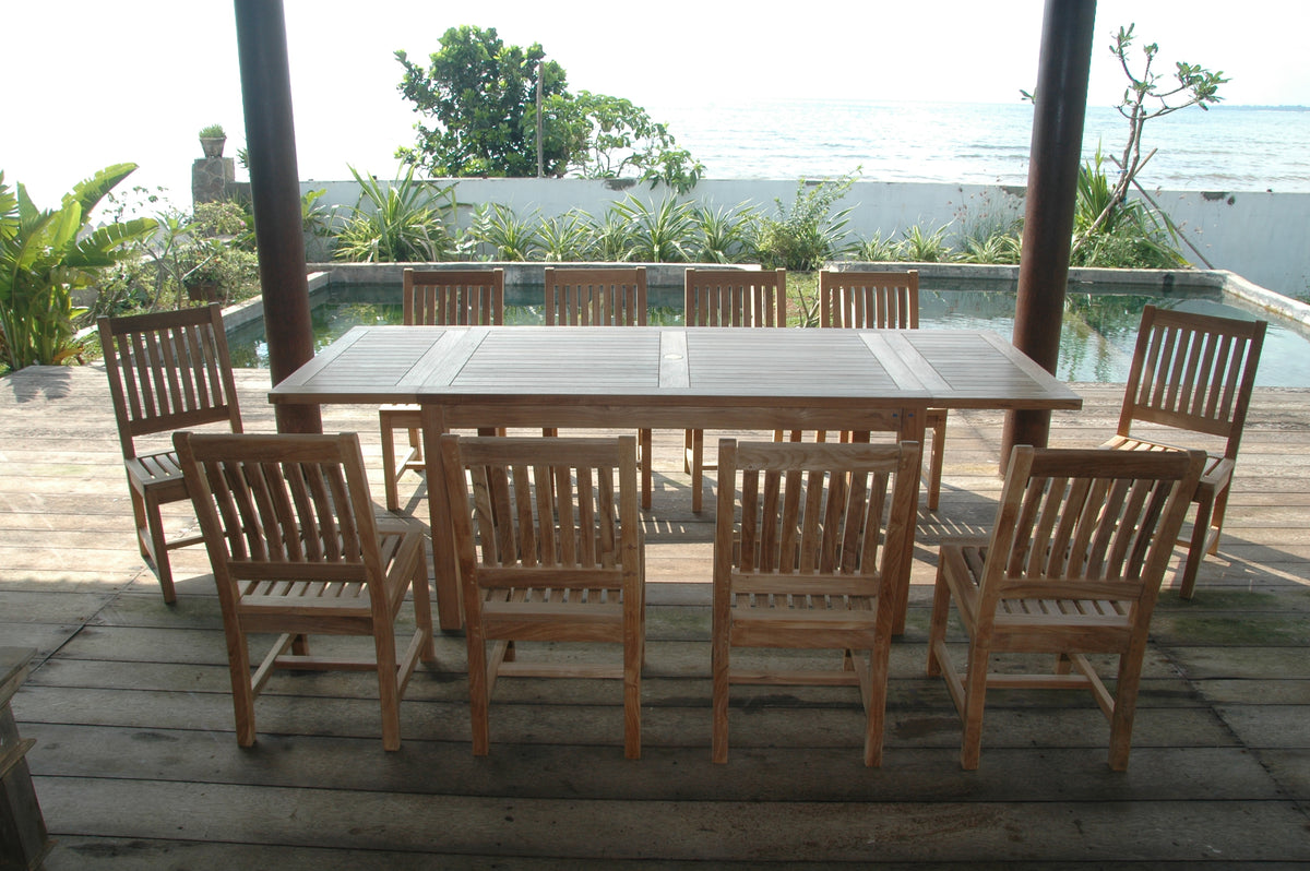 Bahama Rialto 11-Piece Rectangular Dining Set – Teak Dining Set | BetterPatio // BetterPatio.com