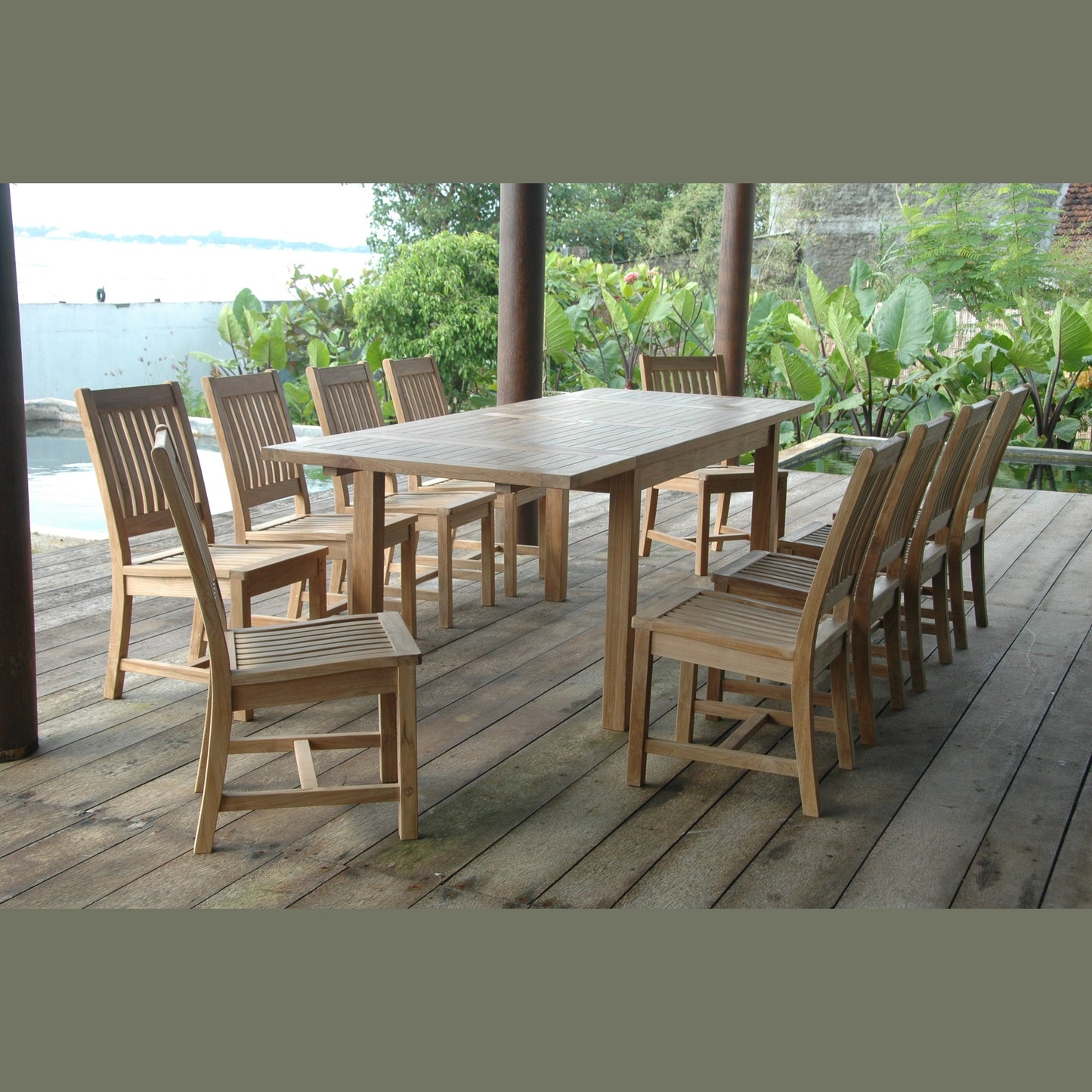 Bahama Rialto 11-Piece Rectangular Dining Set – Teak Dining Set | BetterPatio // BetterPatio.com