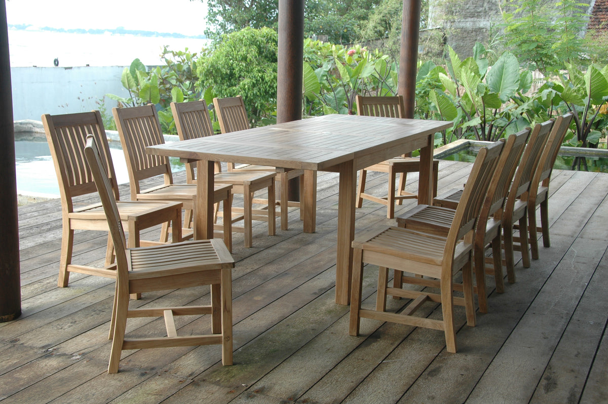 Bahama Rialto 11-Piece Rectangular Dining Set – Teak Dining Set | BetterPatio // BetterPatio.com