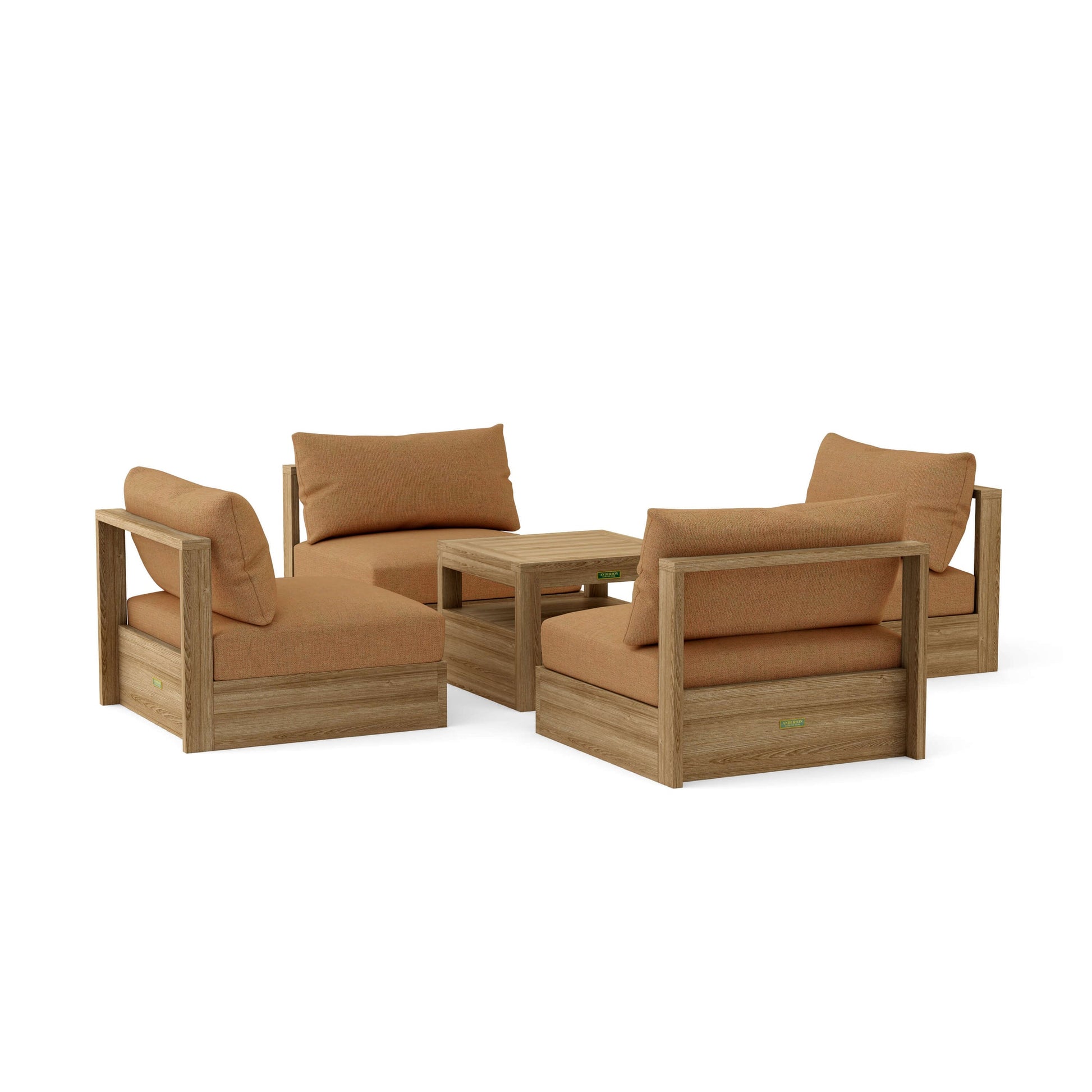 Brown outdoor furniture set with cushions on a white background