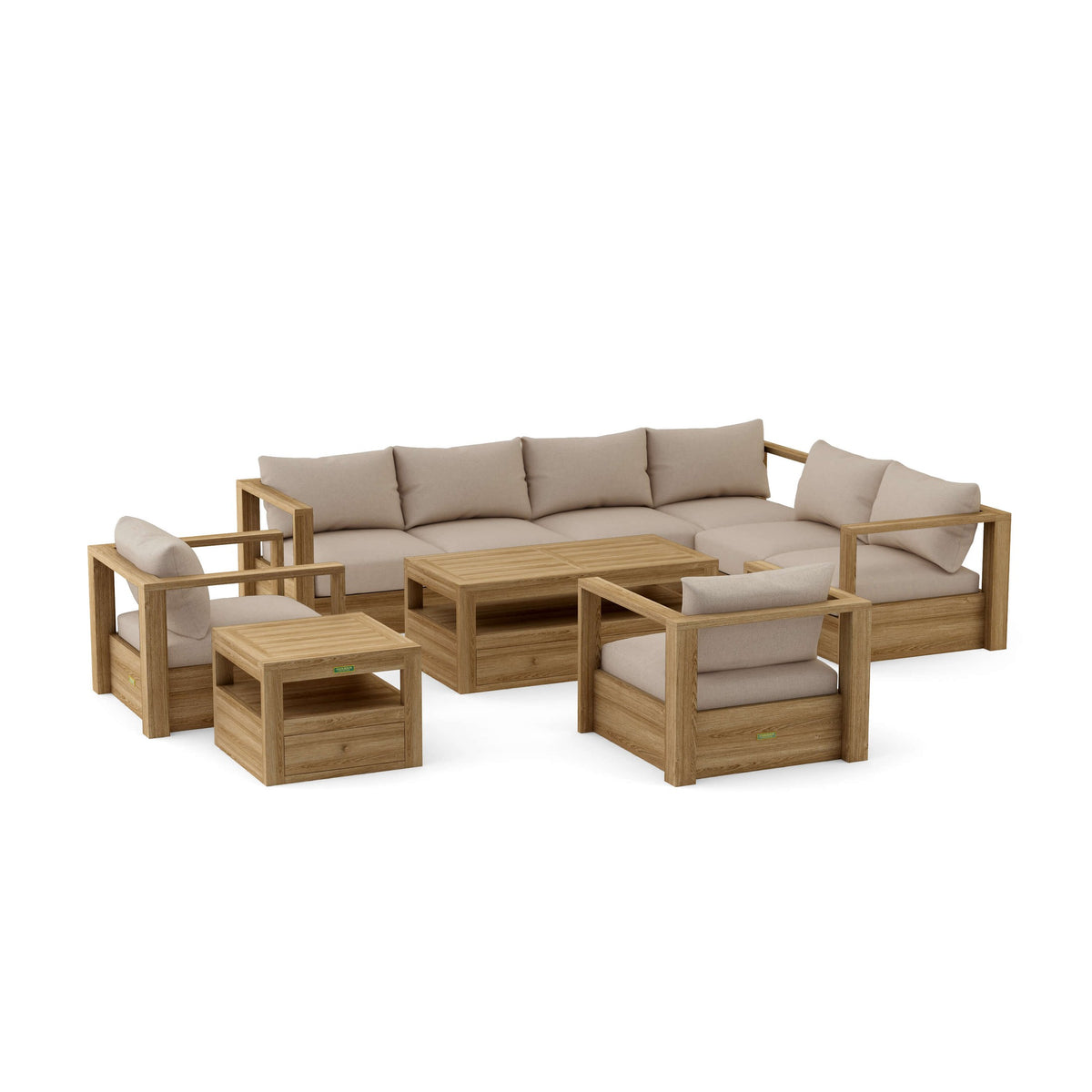 Anderson Teak Copacabana 7-Piece Modular Deep Seating Set - Cast Ash cushion option