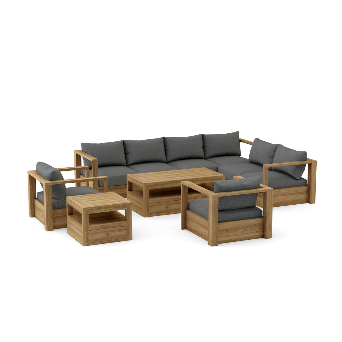 Anderson Teak Copacabana 7-Piece Modular Deep Seating Set - Cast Charcoal cushions