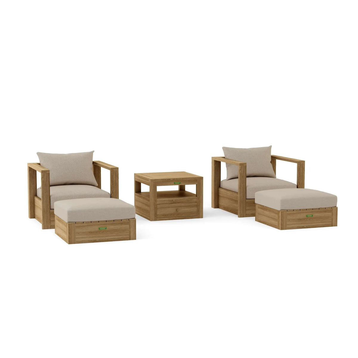 Anderson Teak Copacabana 5-Piece Modular Deep Seating Set - Cast Ash cushion option