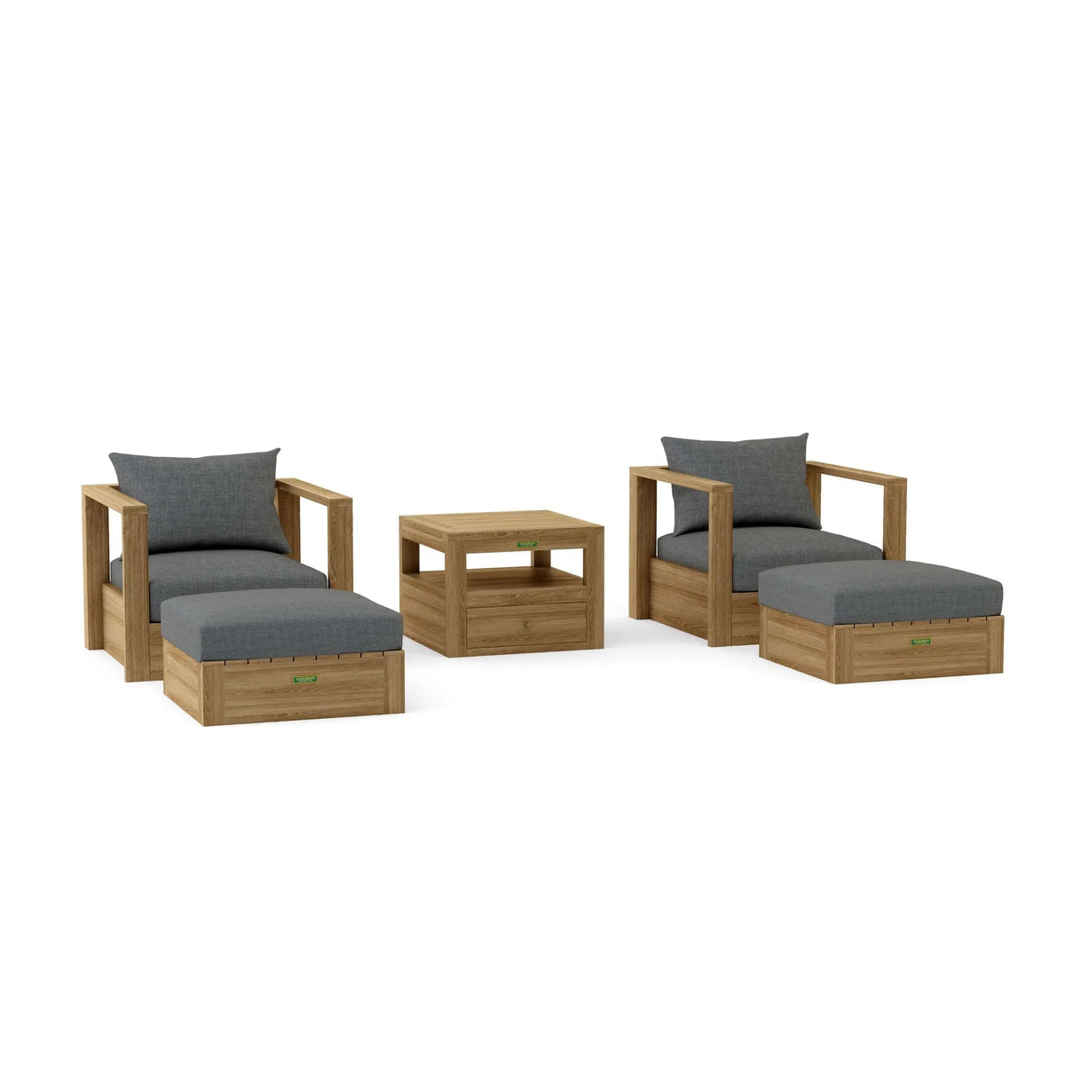 Anderson Teak Copacabana 5-Piece Modular Deep Seating Set - Cast Charcoal cushions